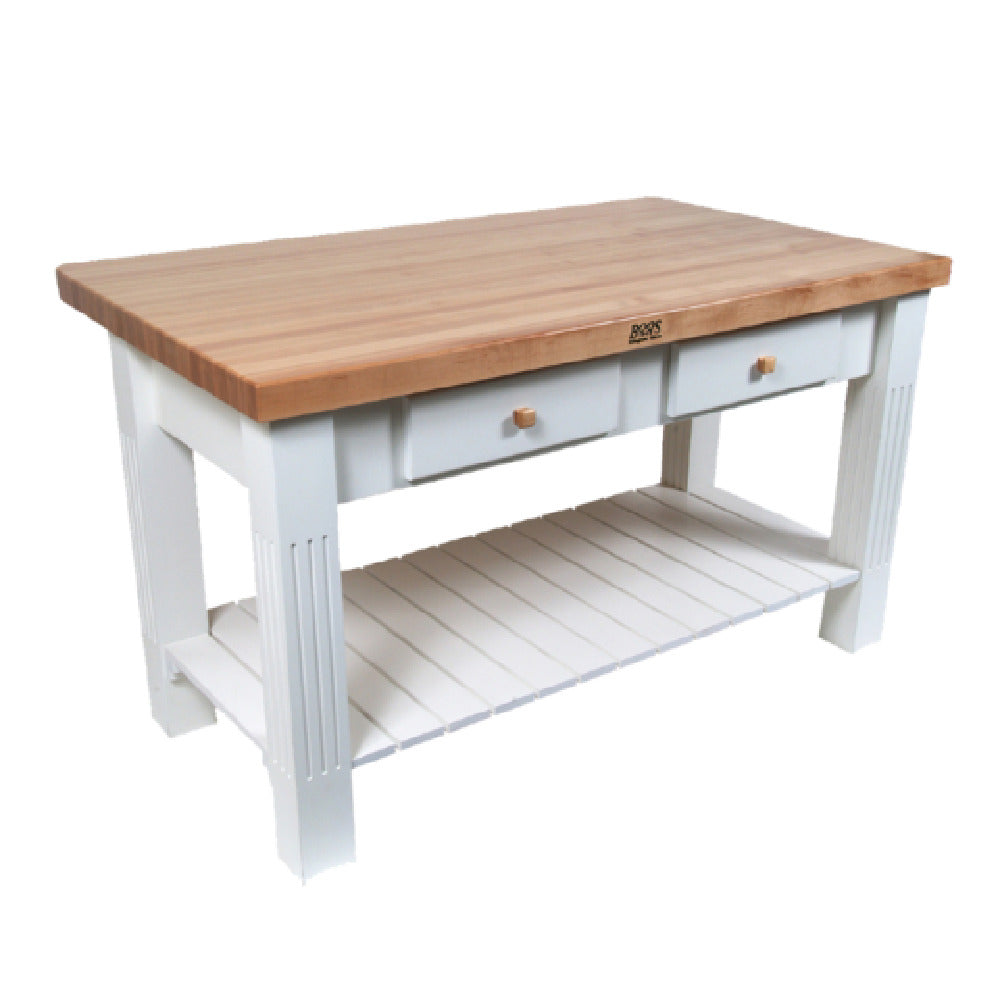 John Boos GRZ6036 Grazzi Butcher Block Table 60"W X 36"D X 35"H Overall Size 2-1/4" Thick Edge Grain Top