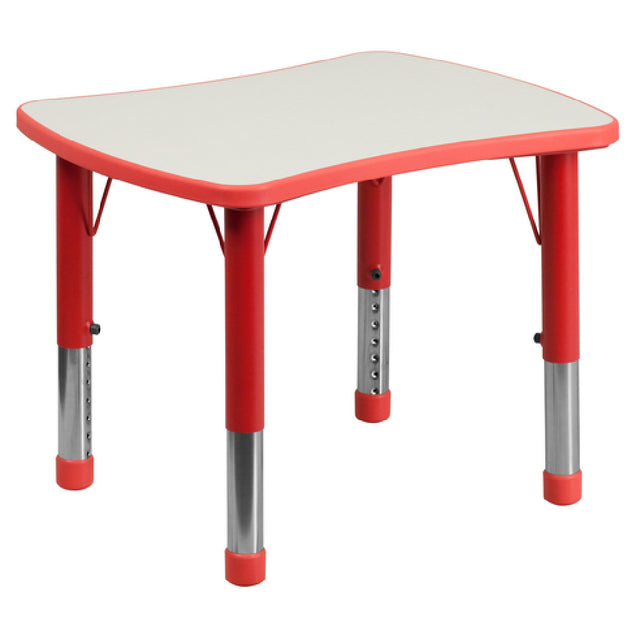 Flash Furniture YU-YCY-098-RECT-TBL-RED-GG Preschool Activity Table 26-5/8"W X 21-7/8"D X 14-1/2" To 23-1/2" Adjustable Height