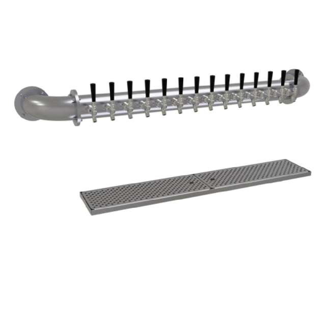 Glastender PW-14-SS Pipe Wall Draft Dispensing Tower Wall Mount (14) Stainless Steel Faucets (handles Not Included)