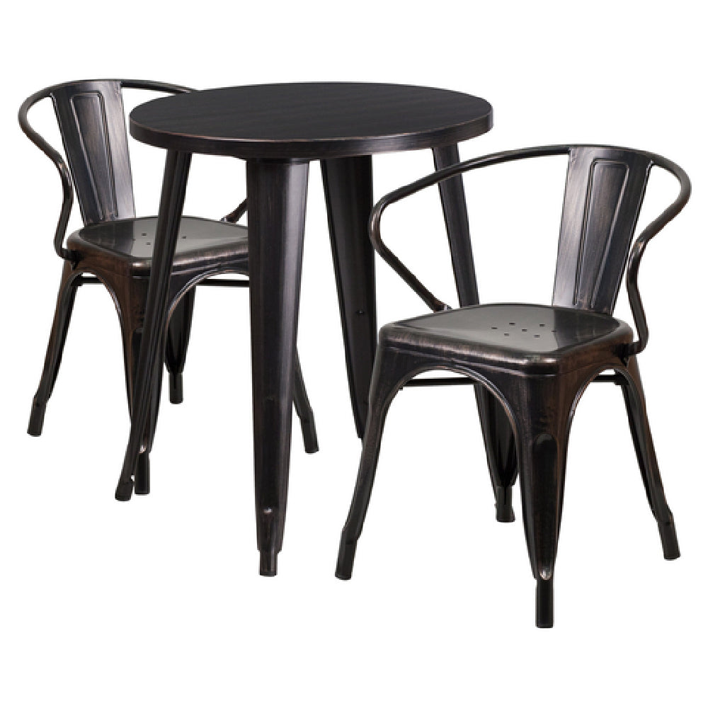 Flash Furniture CH-51080TH-2-18ARM-BQ-GG Table And Chair Set Includes (1) 24" Dia. X 29"H Table