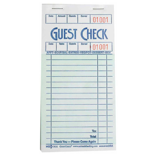 NatlChec G3616 - Guest Check, Paper, 1-part