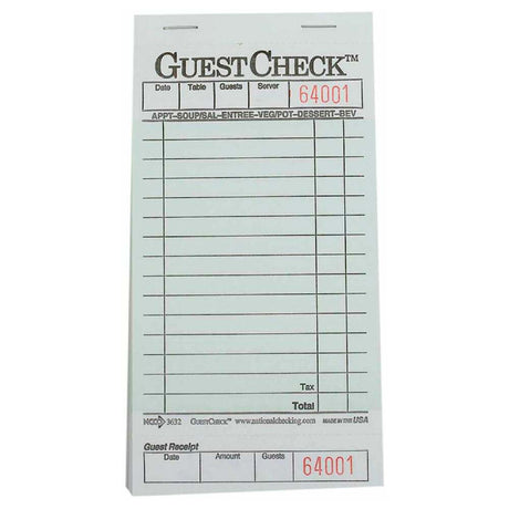 NatlChec G3632 - Guest Check, Board Paper, 1-part