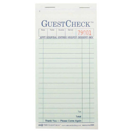 NatlChec G7000 - Guest Check, Carbonless Paper, 2-part