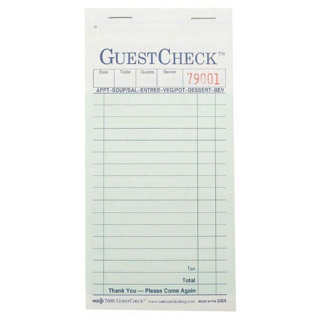 NatlChec G7000 - Guest Check, Carbonless Paper, 2-part