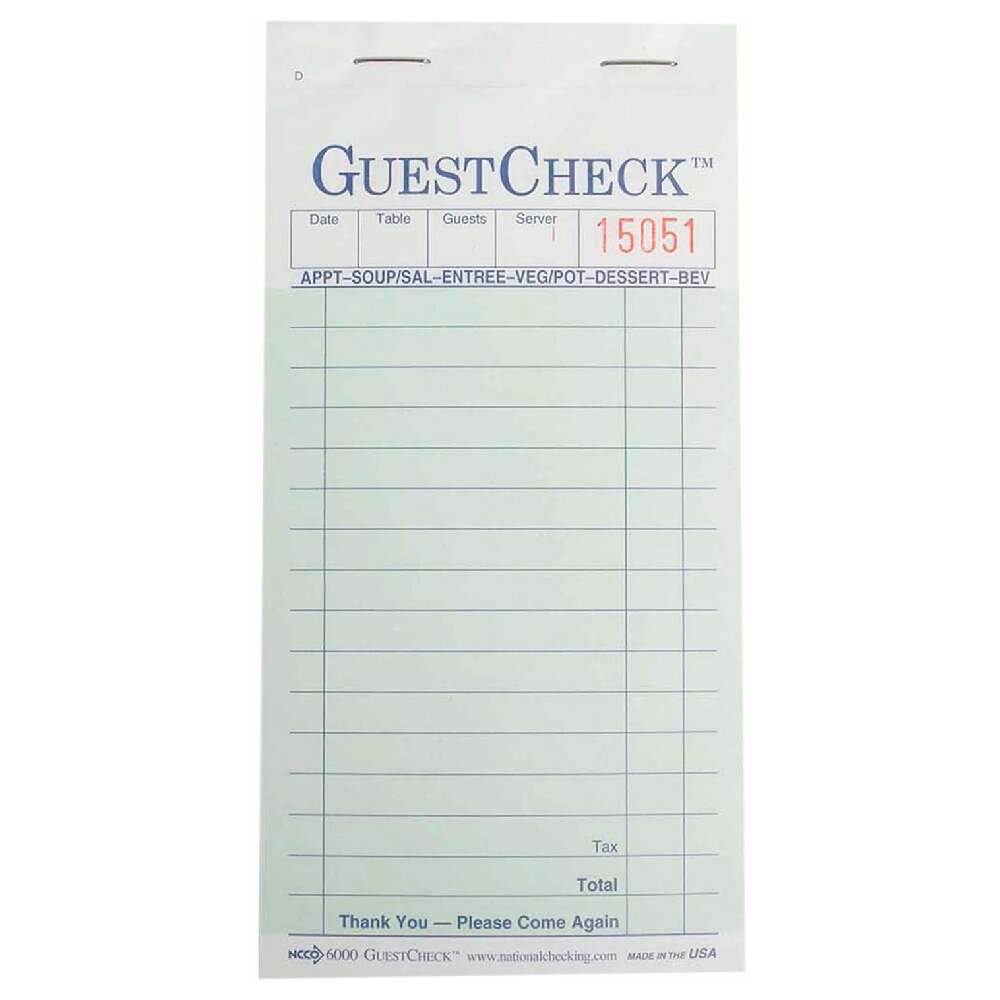 NatlChec G6000 - Guest Check, Carbon Paper, 2-part