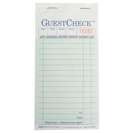 NatlChec G6000 - Guest Check, Carbon Paper, 2-part