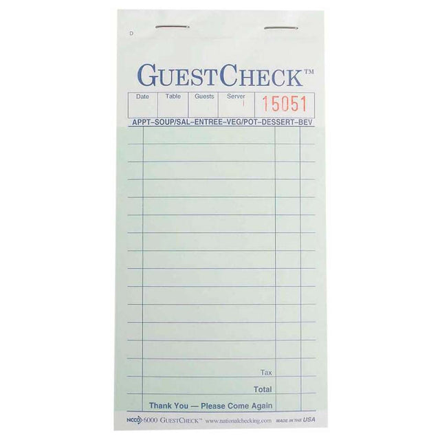 NatlChec G6000 - Guest Check, Carbon Paper, 2-part