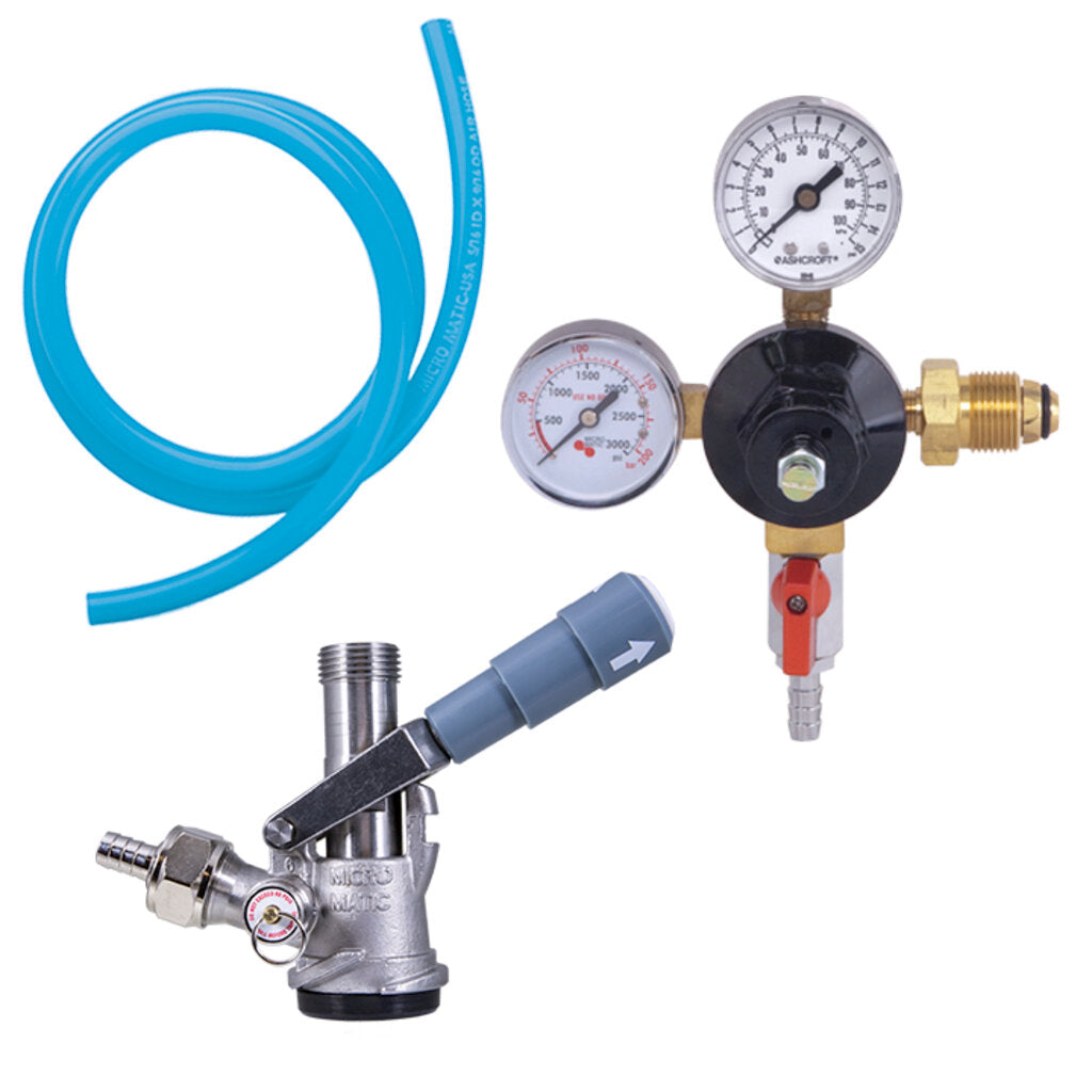 Micro Matic PL-WTK-3 Pro-Line Wine Tapping Kit (3) Keg Includes Dual Gauge Nitrogen Regulator