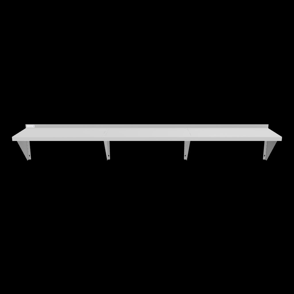 Empura Stainless 1596WS18G Wall Mount Storage Shelf 96"W X 15"D X 16"H Standard Duty 18 Gauge 430 Stainless Steel Shelf And Brackets