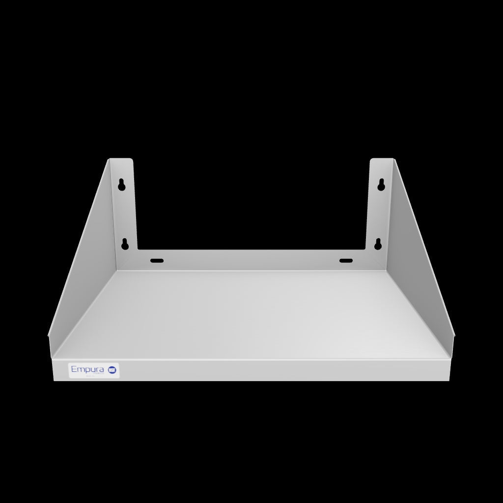 Empura Stainless 1824WMS18G Wall Mount Microwave Shelf 24"W X 18"D X 11.5"H Standard Duty 18 Gauge 430 Stainless Steel Shelf And Brackets