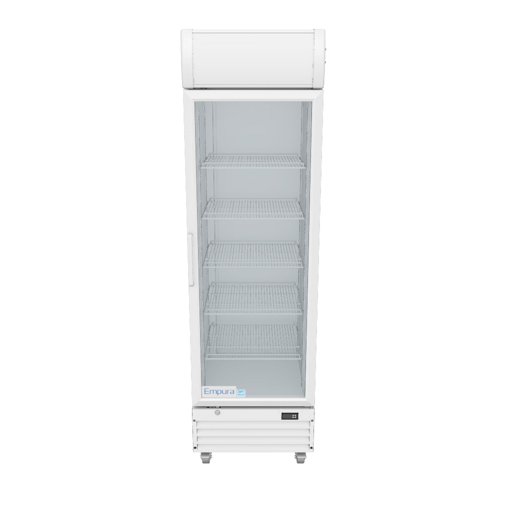 EGM_13W White Swing Glass Door Merchandiser Refrigerator with ClearKeeper