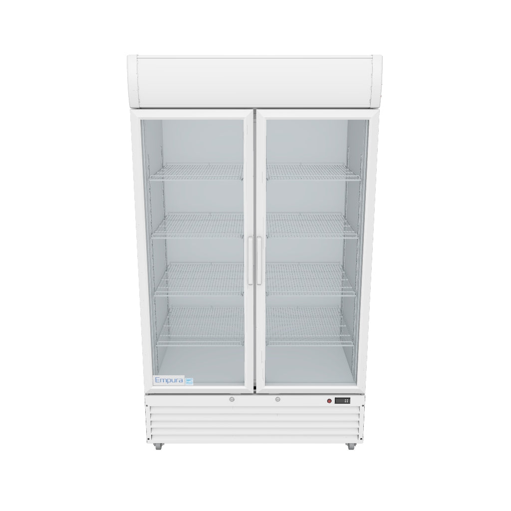 Empura 44" White Swing Glass 2 Door Merchandiser Refrigerator 3D View