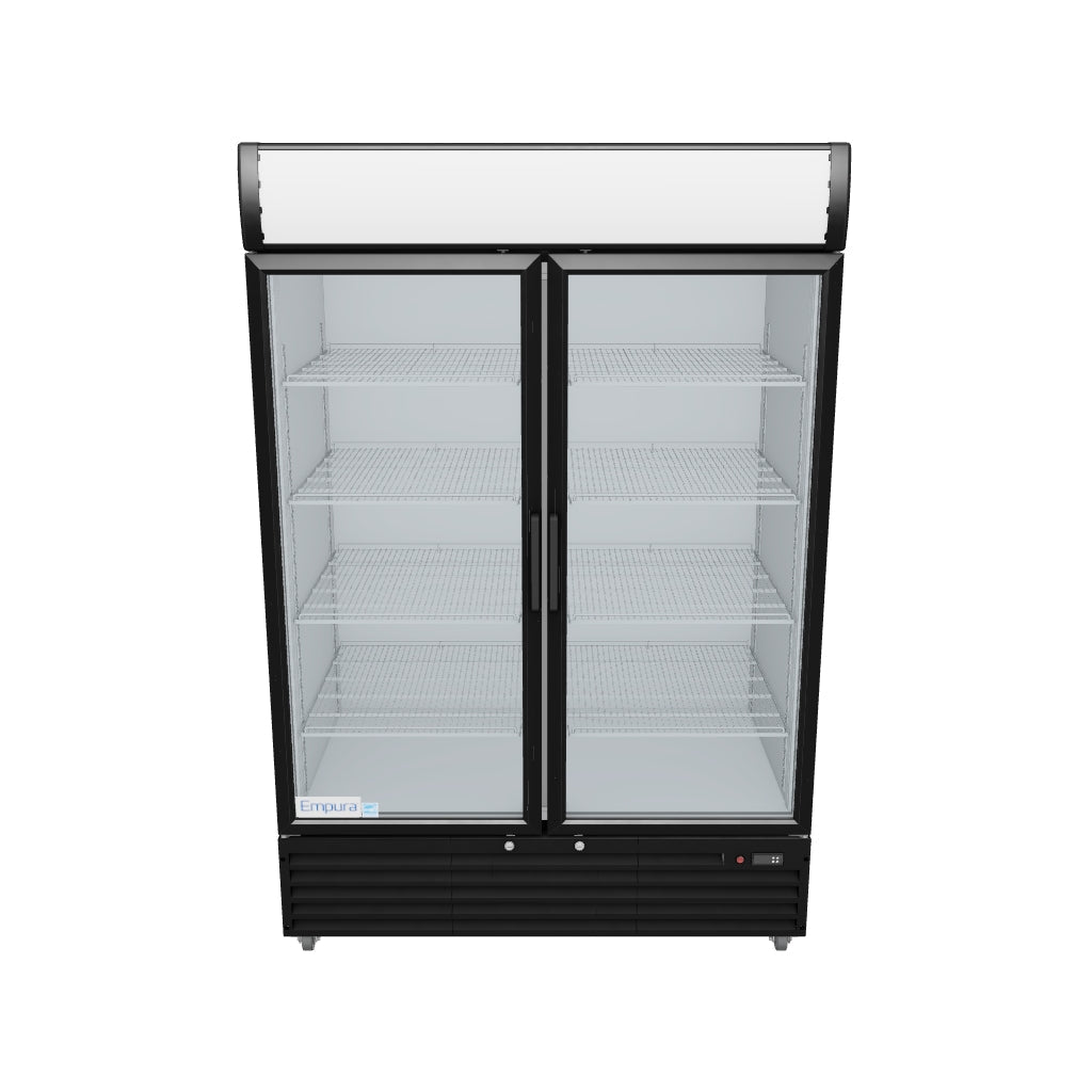 EGM-50B Black Swing Glass 2 Door Merchandiser Refrigerator 3D View