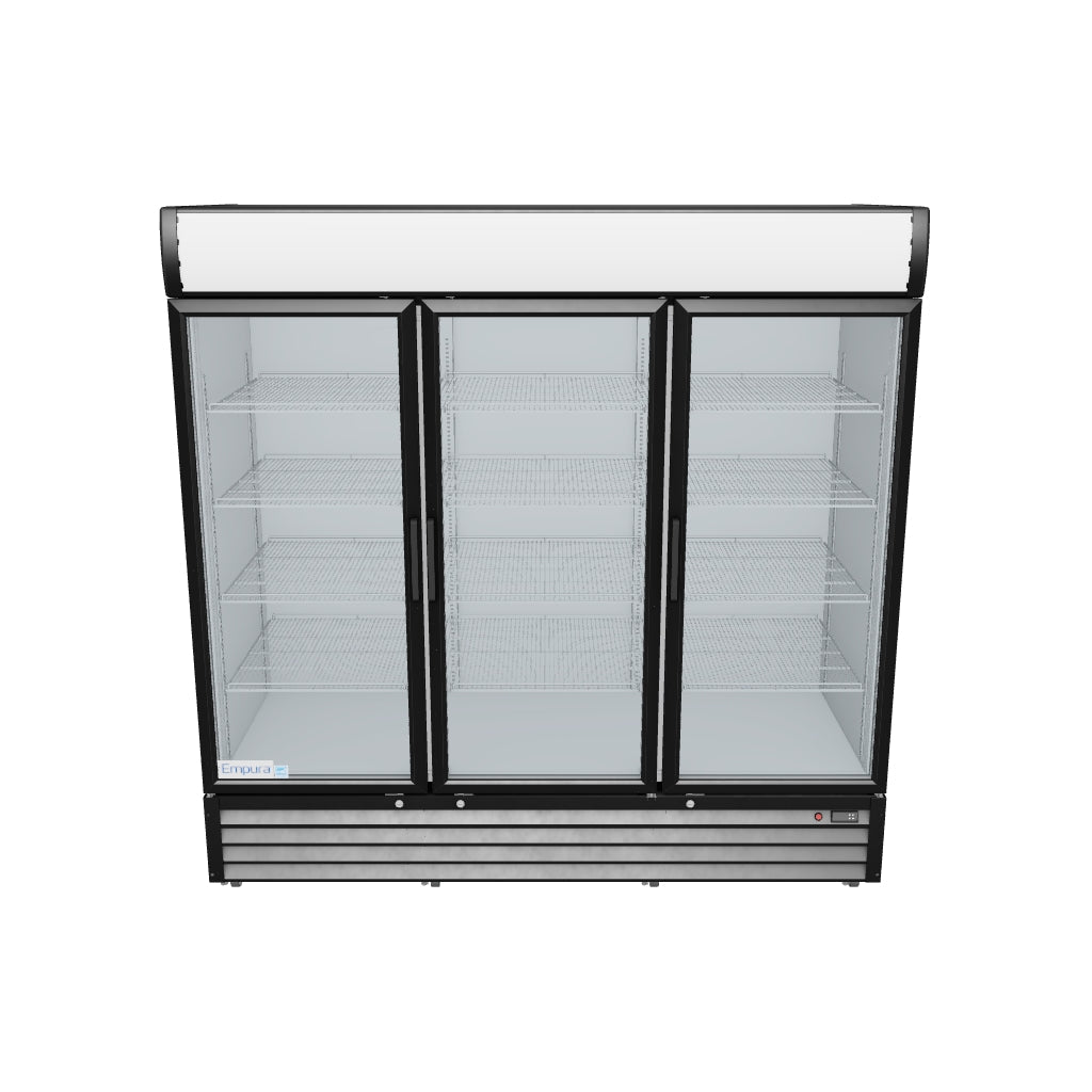 Black Swing Glass 3 Door Merchandiser Refrigerator 3D View