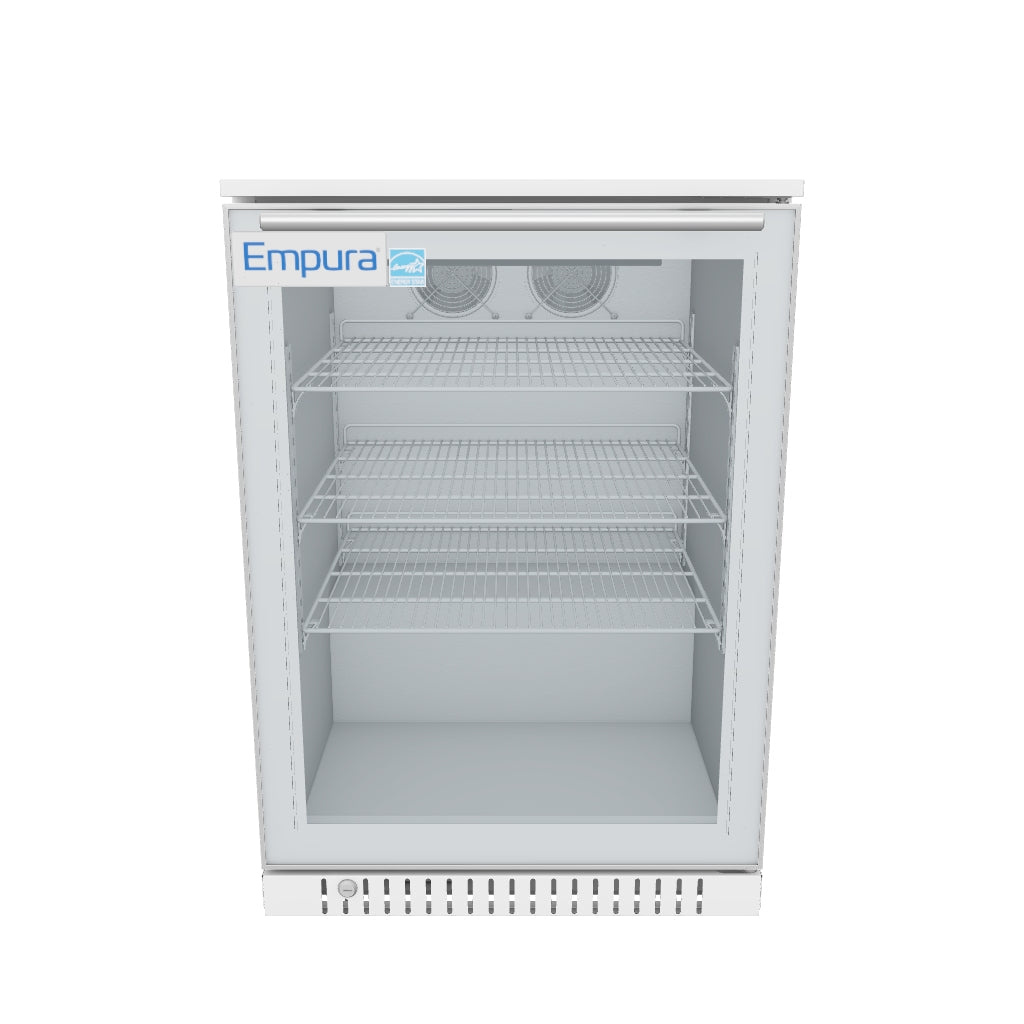 White Swing Glass Door Undercounter Merchandiser Refrigerator 3D View