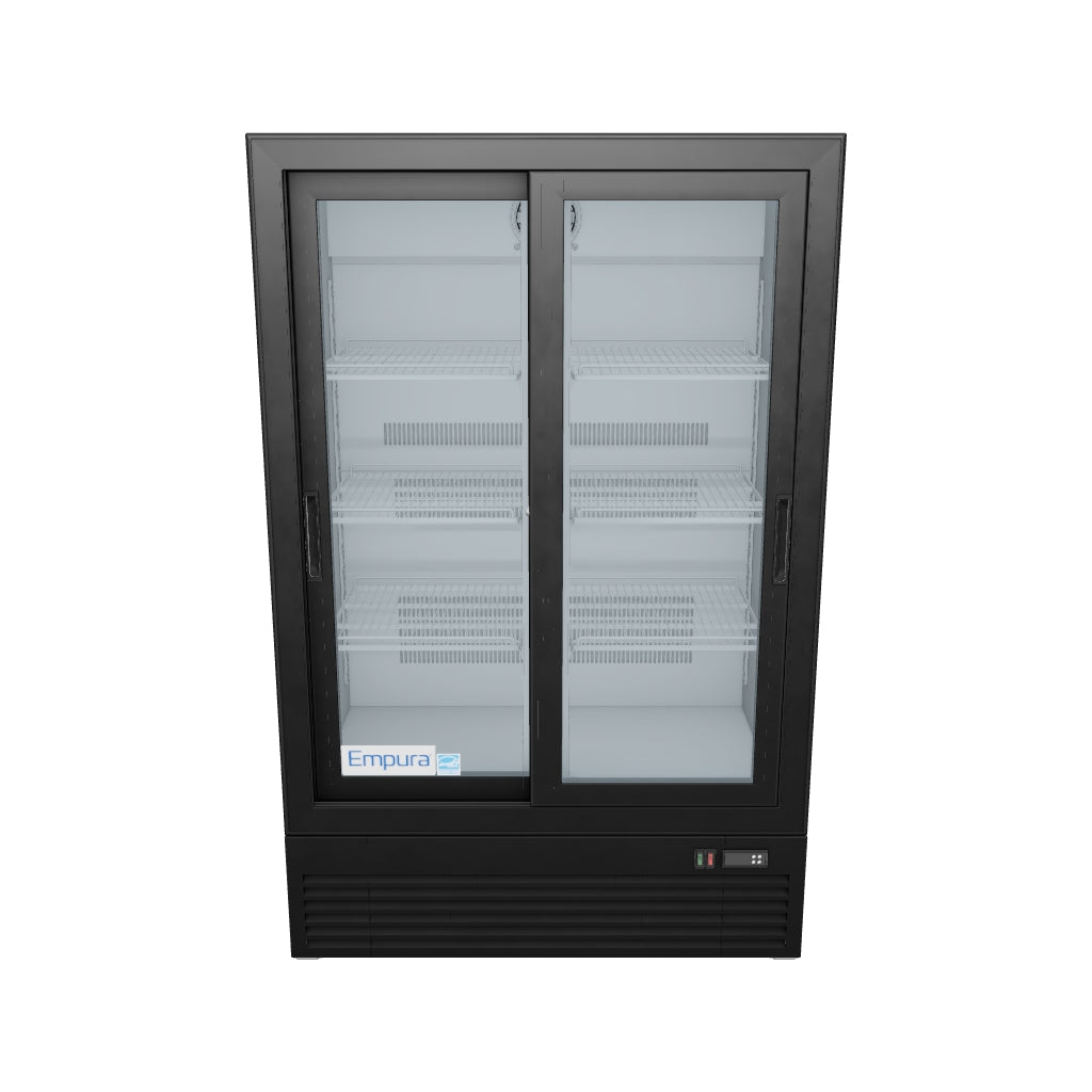 Black Sliding Glass 2 Door Merchandiser Refrigerator 3D View