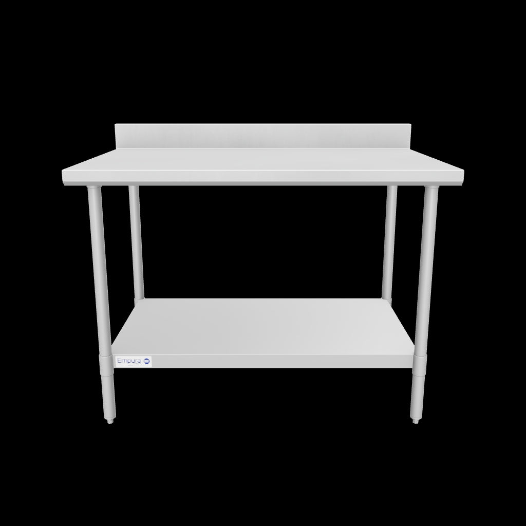 Empura Stainless SWT4B3048 Work Table 48"W X 30"D X 35"H Super Duty 4 Inch Backsplash