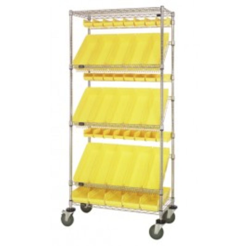 Quantum WRCSL5-74-1836-104220 Slanted Shelf Cart 36"W X 18"D X 80"H 1200 Lbs. Load Capacity