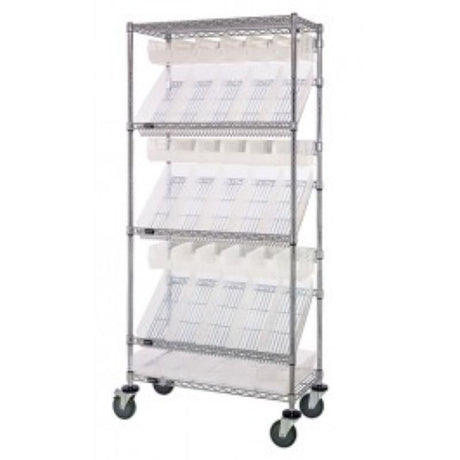 Quantum WRCSL5-74-1836-104230CL Slanted Shelf Cart 36"W X 18"D X 80"H 1200 Lbs. Load Capacity