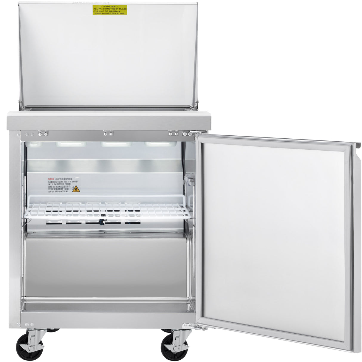 Showmaker S-SP28M Refrigerated Sandwich/Salad Mega Top Prep Table 1 Solid Swing Door